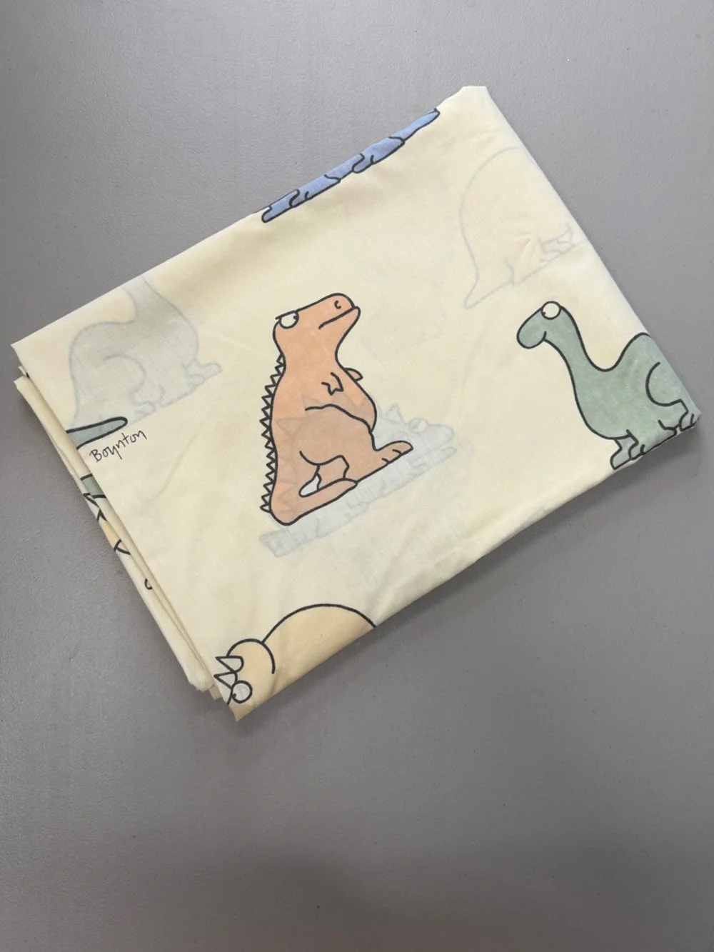 Vintage Sandra Boynton Twin Flat Sheet Dinosaur Print Martex Bedding 1986 VTG